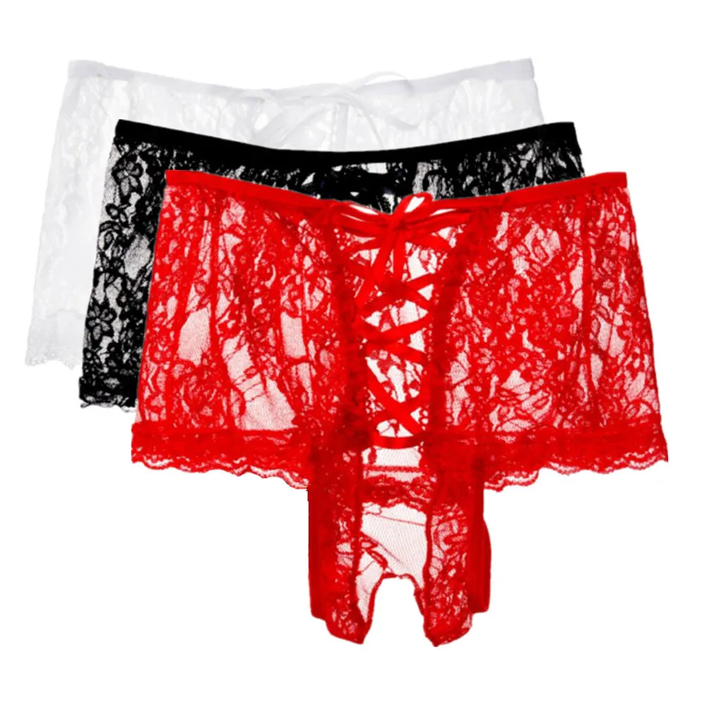 

Perspective Low Waist Bow Lady Erotic Underwear Bandage Exotic Thong Open Crotch Plus Size Lady Open Front Underwear Kalhotky