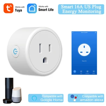

Smart Life 16A US Plug With Energy Monitoring WiFi Socket Compatible With Alexa Echo Google Nest Tuya APP Wireless Control