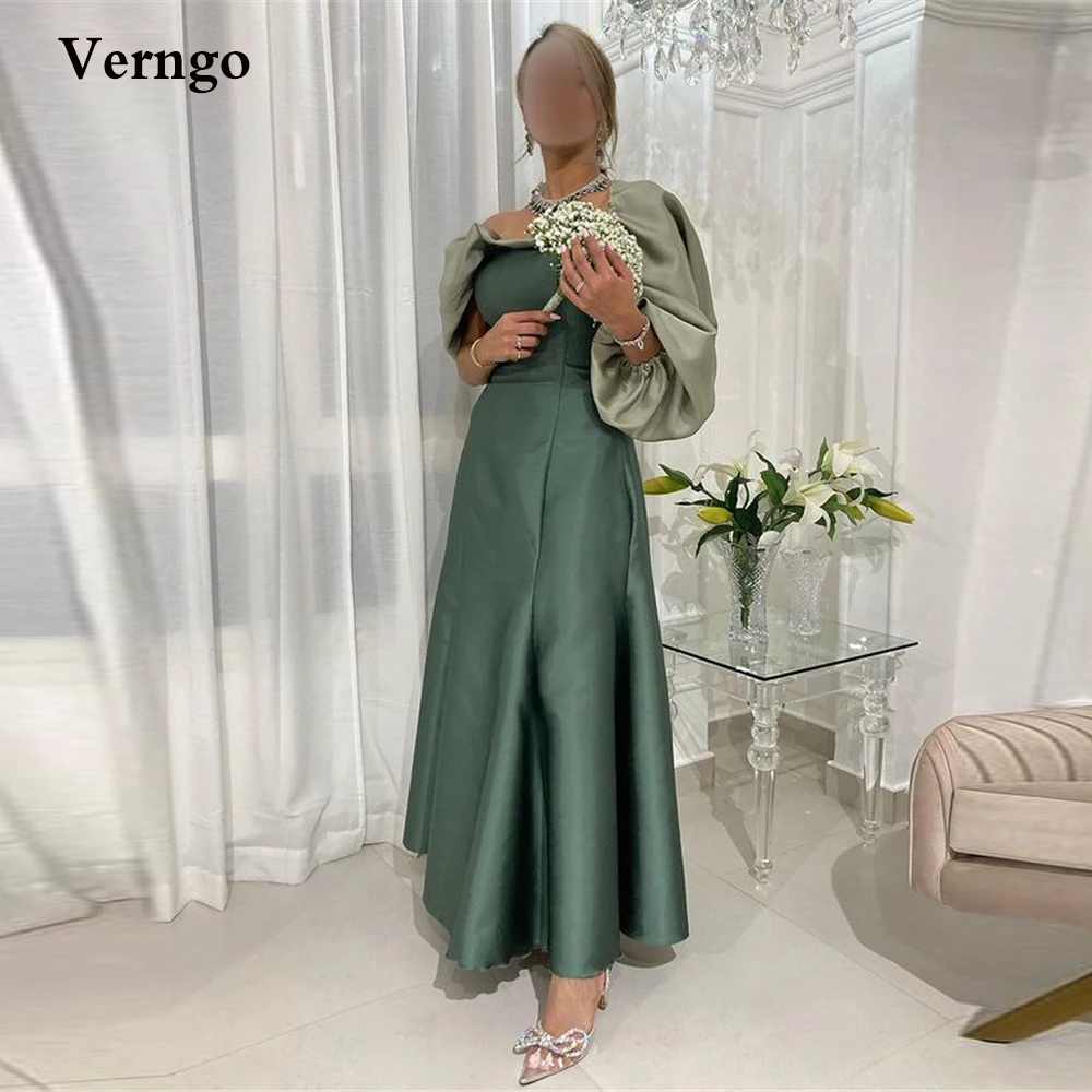 

Атласное ТРАПЕЦИЕВИДНОЕ платье для выпускного вечера Verngo, с длинным рукавом 3/4, длиной до щиколотки, официальное вечернее платье для саудовской, арабской женщины