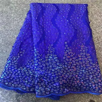 

NEW Royal Blue Latest Nigerian Lace Fabric 2020 Purple High Quality Luxury Fabrics With Sequin For Evening Dresses Trims Sewing