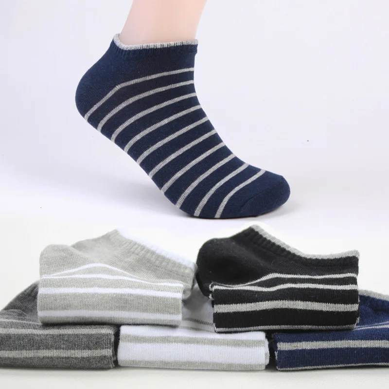 

1pair Mens Socks 100% Cotton Sock Invisible Ventilate Ankle Socks Men Stripe Fashion Sock Cute Cool Socks for Men Women