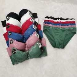 Female Push Up Bra Set Sexy Women‘s Lingerie Lace Full Cup Underwear Suit Intimate Soft Padded Brassiere Underwire Bow Bralette