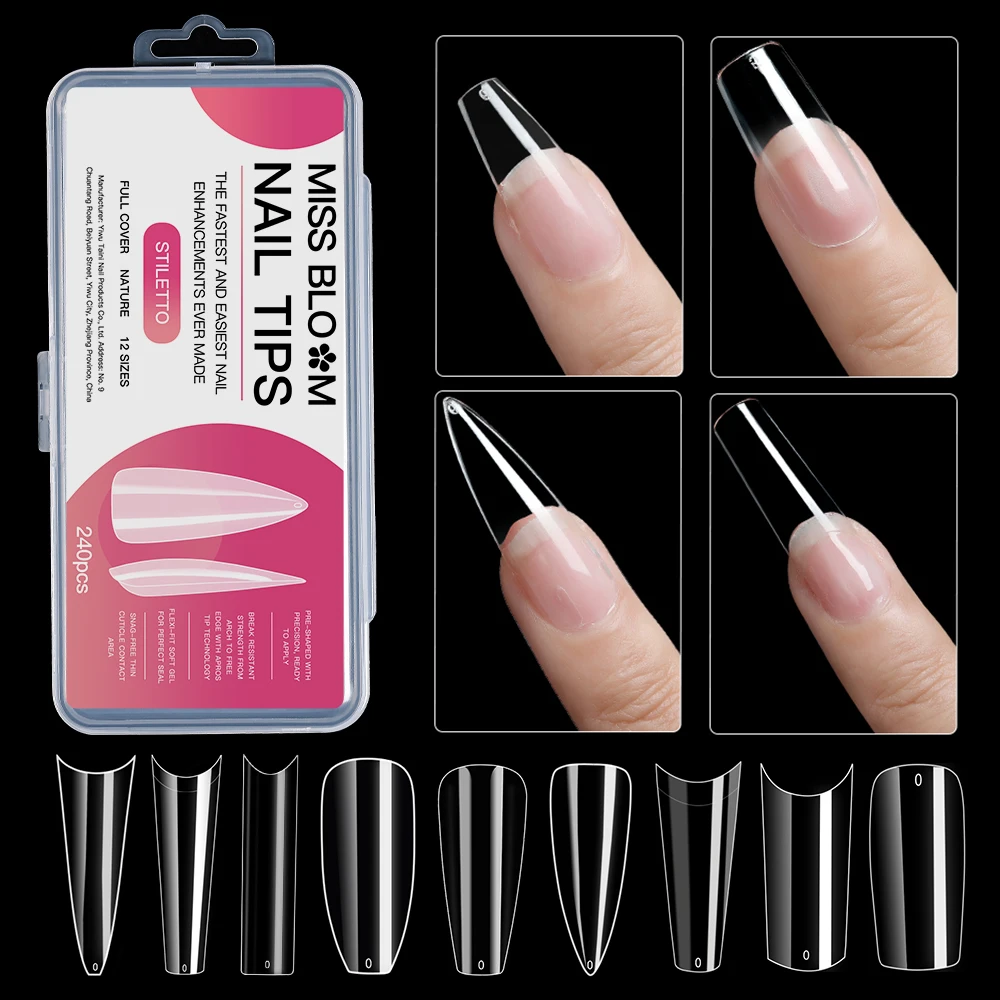 Uñas postizas de bailarina, Uñas tips para uñas acrilicas XXL transparentes  de acrílico Artificial de cobertura completa, puntas prensadas  desmontables, cápsula americana, 240 piezas uñas accesorios y herramientas| Uñas postizas| - AliExpress