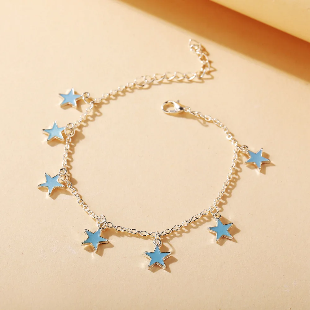 

Designer Charm Bracelets for Women Anime Alloy Silver Color Five-pointed Star Pendant Bracelet Jewelry Wholesale Pulseras