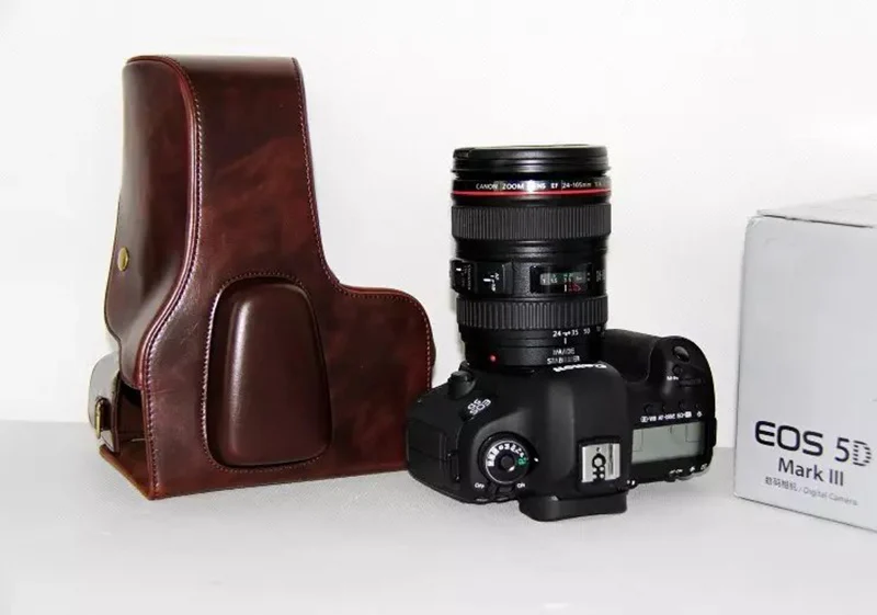 Чехол для камеры из искусственной кожи для Canon EOS 5D2 5D3 5D4 5DS 5DSR 5D Mark III 5D Mark IV DSLR чехол высокого качества - Цвет: Coffee