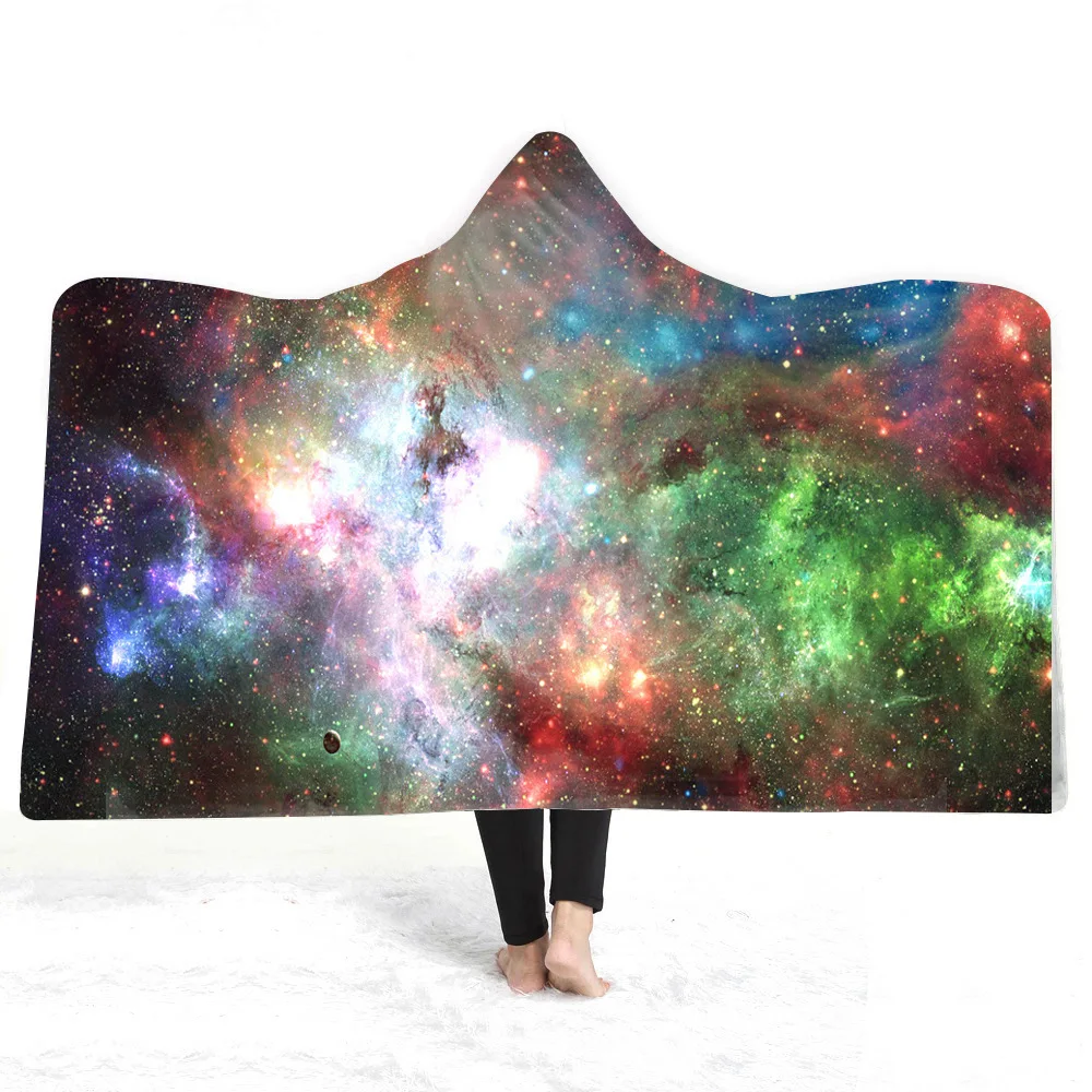 Cosmic Galaxy одеяло с капюшоном, утолщение, 3d принт, пледы, одеяло, диван/кровать/самолет, путешествия, постельные принадлежности, Прямая поставка для дома