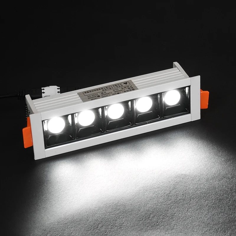 LED line Downlight Recessed Rectangle Grille Ceiling Lamp 4W 10W 20W 30W AC85~265V LED Spot Light For Home Shop Decor