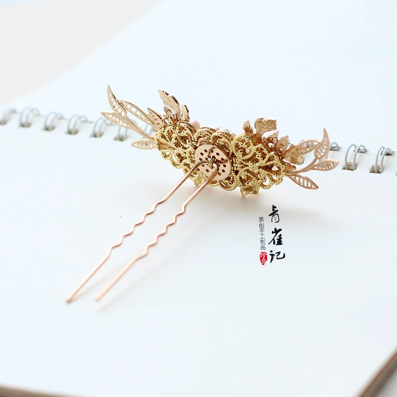 vintage pearl handmade shell gold hairpin hair sticks crown Hair accessories Headwear do-up tools for hair bun kimono COSPLAY