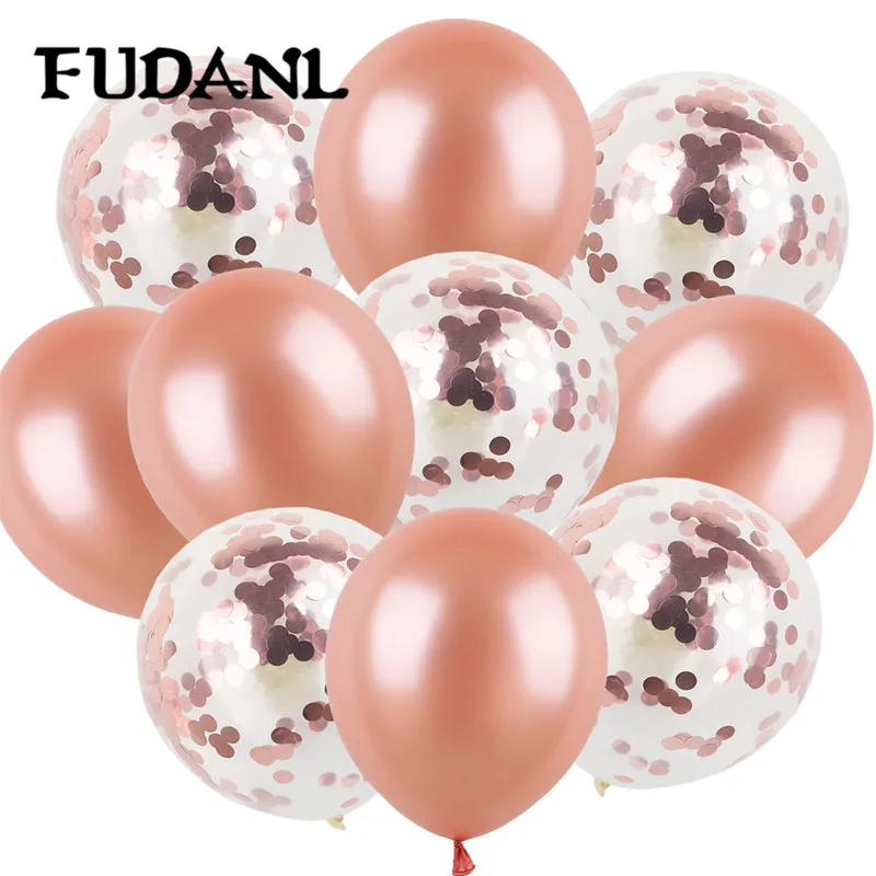

10pcs 12inch Mix Rose Gold Confetti Latex Balloons Metallic Party Balloons Kid's Adult Birthday Wedding Decorations Supplies
