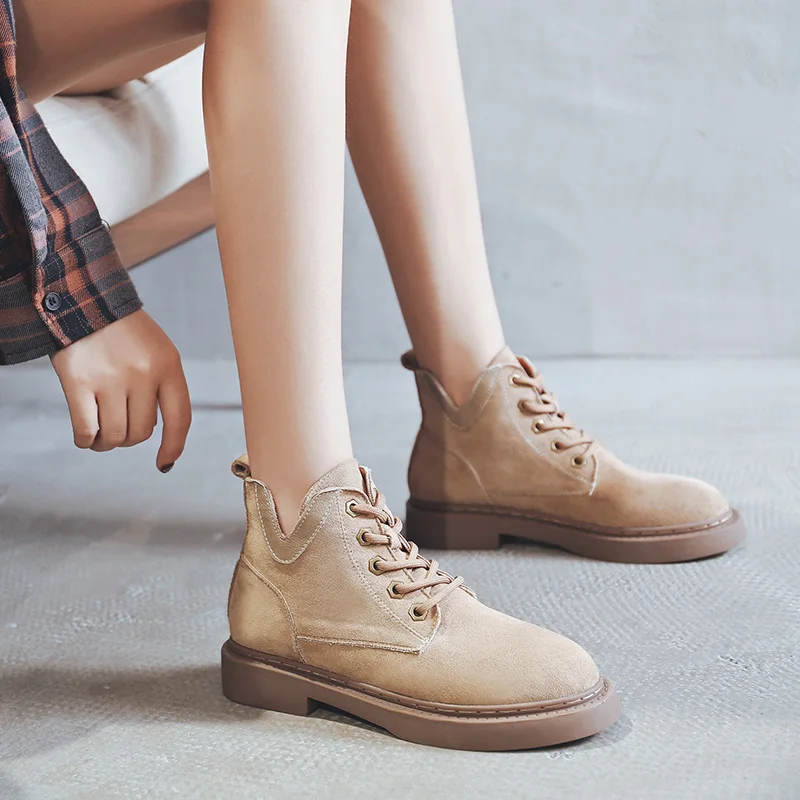 Women's boots New web celebrity lace-up ankle boots for the winter 2020 autumn season