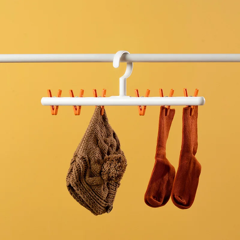 

Multifunctional Windproof Drying Clothes Rack Student Dormitory Home Multi-clip Hanger Underwear Socks Storage Dry Rack
