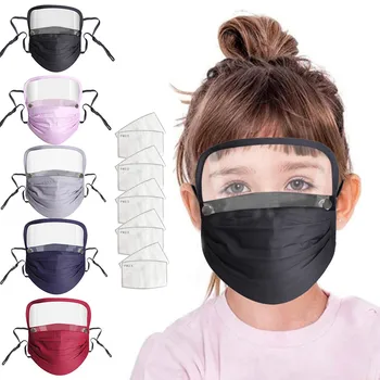 

1PCs Face Mask Kids Washable Reusable Face Fabric Facial Mask With Filter And Detachable Eye Shield Spain Mascarillas #YL5