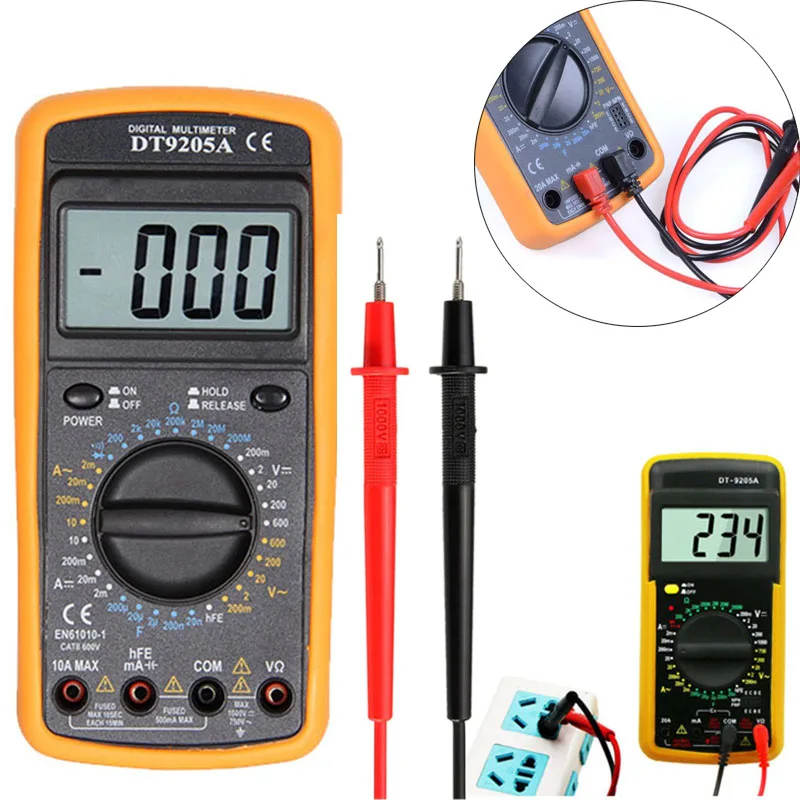 

DT9205A Digital Multimeter Tester LCD Display Volt Meter Measures Electrician High Precision Handheld Voltage Testers