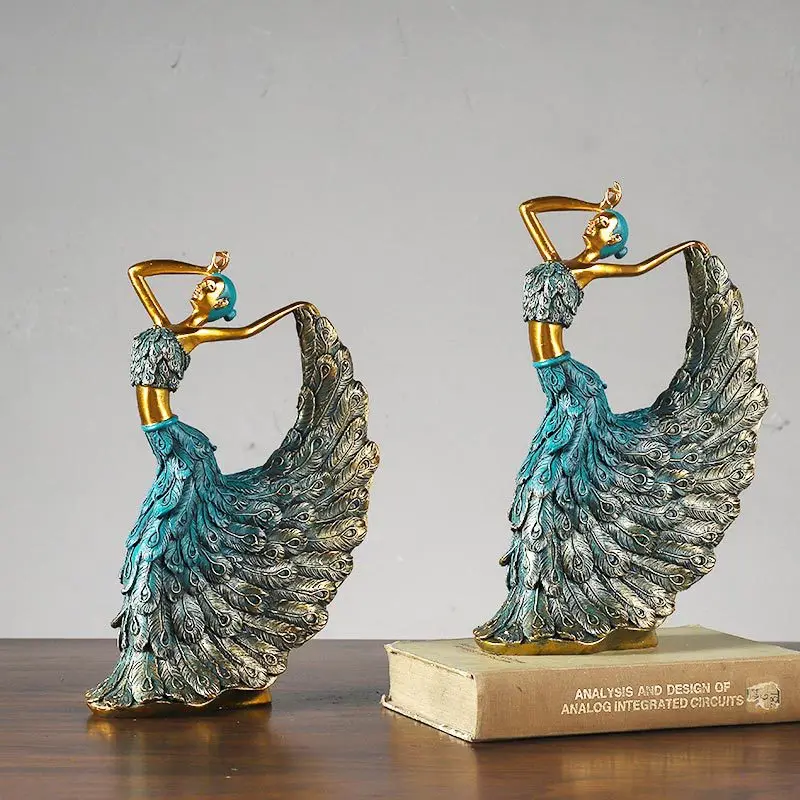 Dancing Figurine Peacock Abstract Art Ornament Statue Resin Sculpture Home Decor 