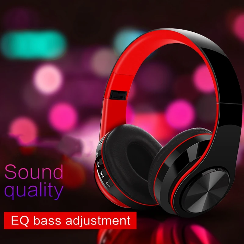 HIFI Stereo Earphones Bluetooth Headphone Music Headset Mic for Mobile Xiaomi Phone Samsung Tablet Blue Black 