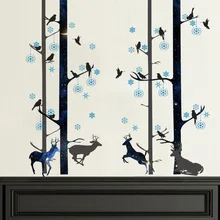 ZY246 стиль Олень лес гостиная диван тв декоративные Фоновые наклейки Экологически чистые съемные наклейки на стену