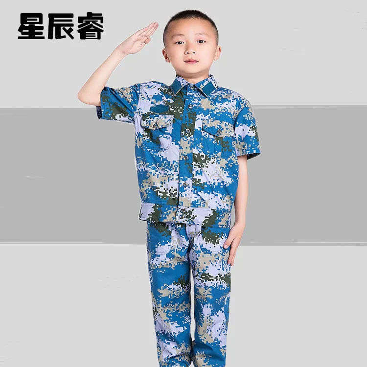 

Children Marine Camouflage Short Sleeve Set Outdoor Activities Camouflage Suit Children 07 Camouflage Training Performance Wear