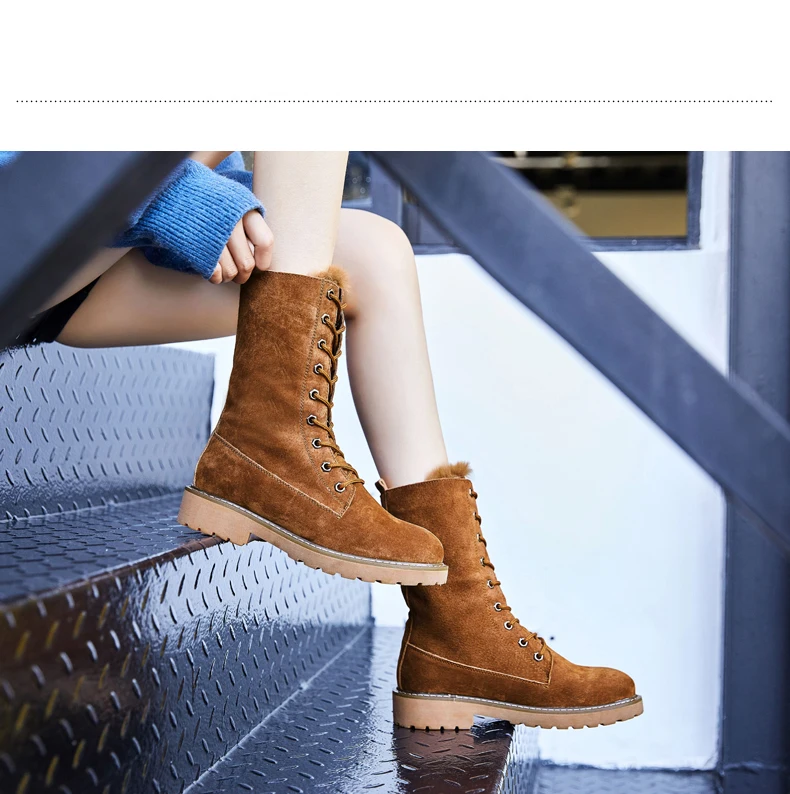 TYDZSMT High Quality Leather Boots Women Winter Botas Mujer Mid-Calf Rubber Shoes Woman Fashion Platform Boots Women Wit Zip