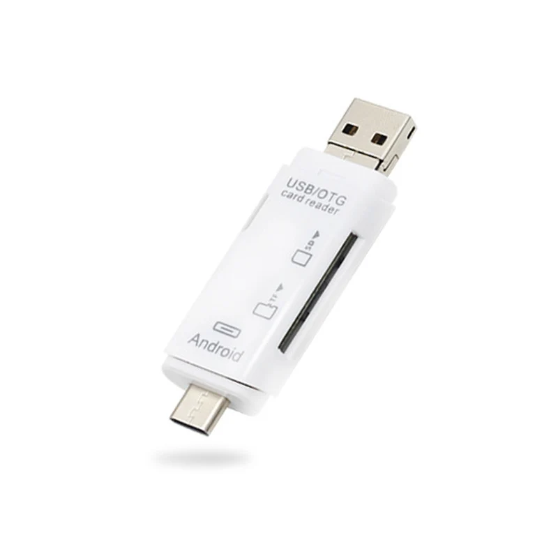 3 в 1 Тип C и micro USB и USB кардридер USB OTG высокоскоростной SD TF расширение карты адаптер для Android телефона Mac компьютера - Цвет: Белый