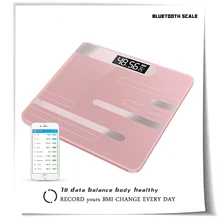 Smart Weight Scale Electronic Bathroom Scale Floor Body Fat Scale Wireless Bluetooth Sync Phone App LED Display Temperature Pink