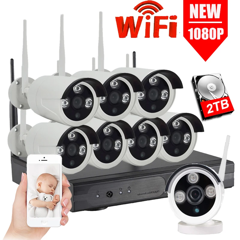 1080P HD 8CH Wireless CCTV Camera System NVR Wifi Camera Kit Video Surveillance Smart Home Security IP Camera Set Outdoor Indoor 1080P HD 8CH Wireless CCTV Camera System NVR Wifi Camera Kit Video Surveillance Smart Home Security IP Camera Set Outdoor Indoor