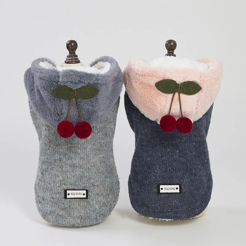 

10PC/Lot Cherry Warm Dog Clothes Winter Dog Coats Wool Sweater Small Dogs Jacket s Pet Clothes