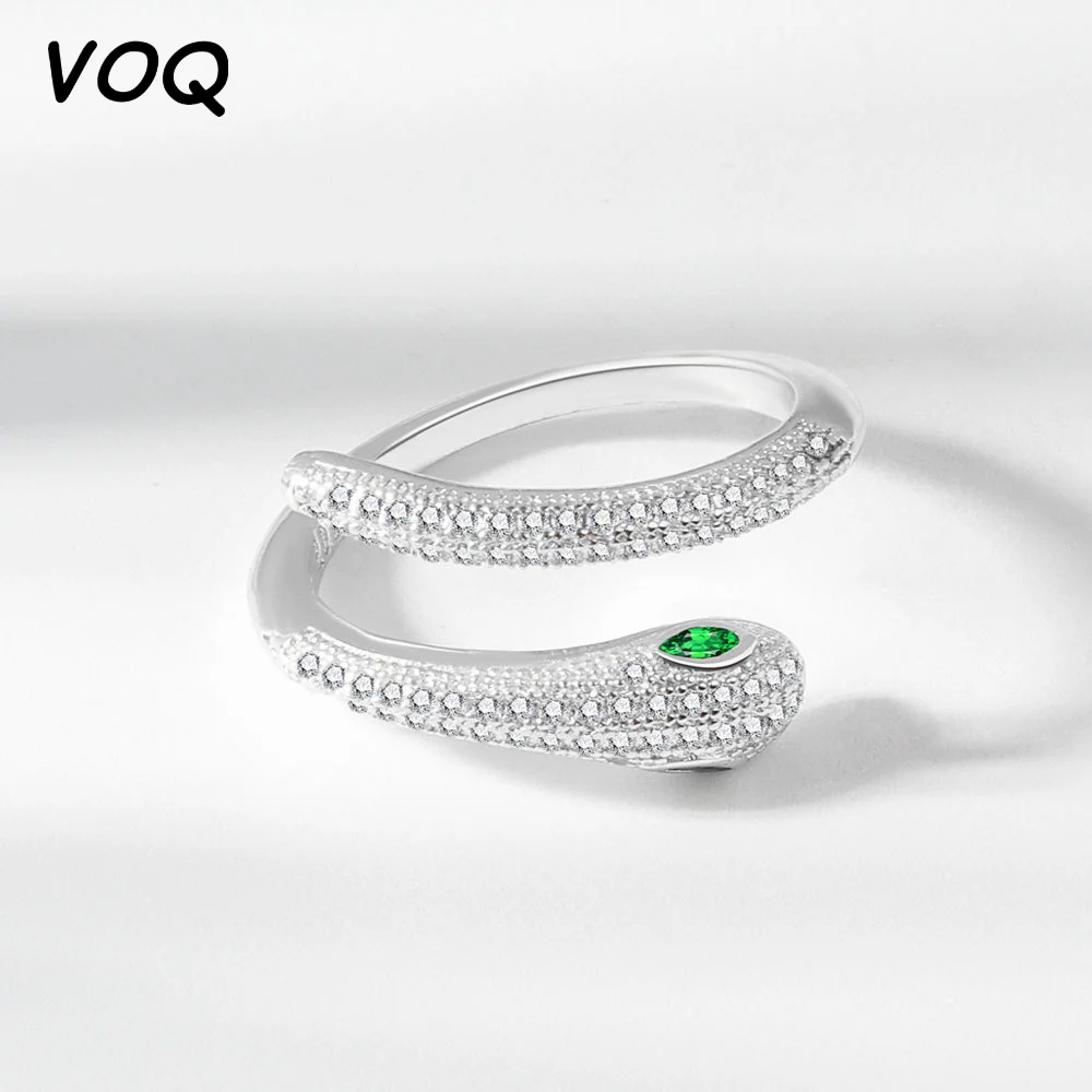 VOQ 925 пробы Серебряное кольцо в виде змеи высококачественное циркониевое