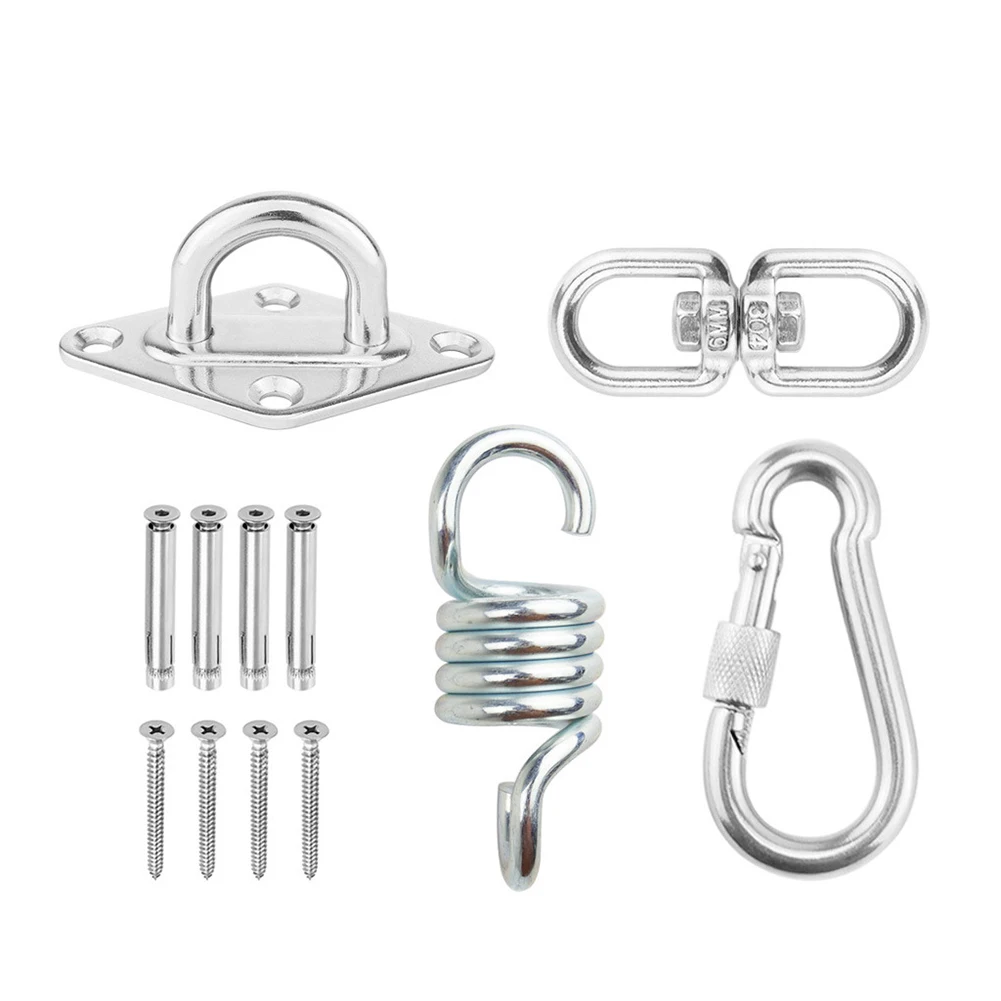

Hammock Hanging Kit Swing Use Swivel Hook Easy Install Ceiling Mount Carabiner Hardware Stable Practical Stainless Steel Outdoor