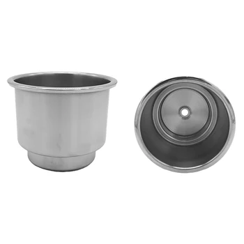 

2 Pcs Beverage Tea Cup Slot RV Yacht Table Water Cup Cutout Stainless Steel Business Car Cup Bucket