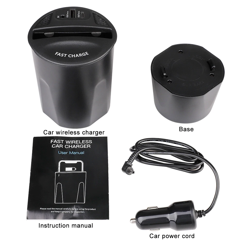 Fast Charging Wireless Car Charger Cup with USB Output for iPhone 8 SAMSUNG Galaxy Smart Phone Power 5W/7.5W/10W Qi