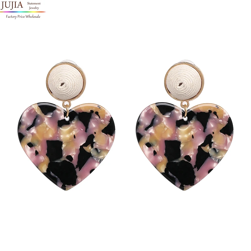 51274-MT JUJIA Fashion Leaf Resin Drop Dangle Earrings For Women Geometric Statement Christmas Gifts Vintage Jewelry Wedding Party - Окраска металла: 51274-MT