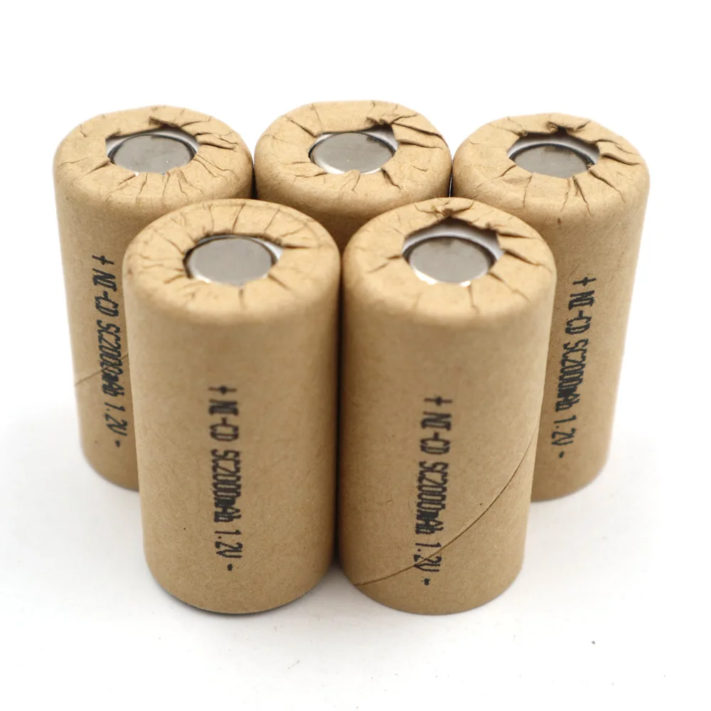 

C & P SC2000mAh 15PCS NI-CD Sub-C 1,2 V NiCD SC2.0Ah скорость разряда 10C аккумуляторная батарея для электроинструмента