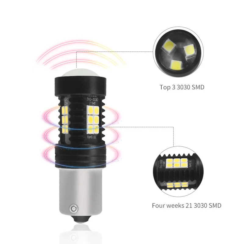 Led Car Backlight Refit Super Bright Cree Brake Lights Turn Signal After the Fog Lamps 3030 21SMD 1156 S25 21W Car LED Bulbs