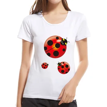 

Ladybug Print T Shirt Women Short Sleeve O Neck Loose Tshirt 2020 Summer Women Tee Shirt Tops Camisetas Mujer