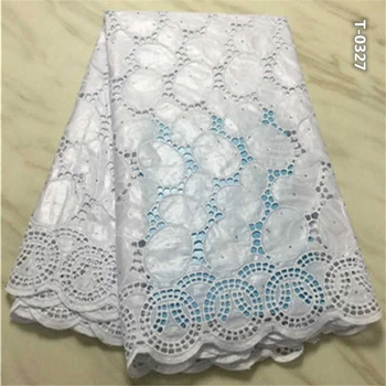 

White 2020 African bazin riche fabric with brode Latest fashion embroidery bazin lace fabric with net lace 5 yards