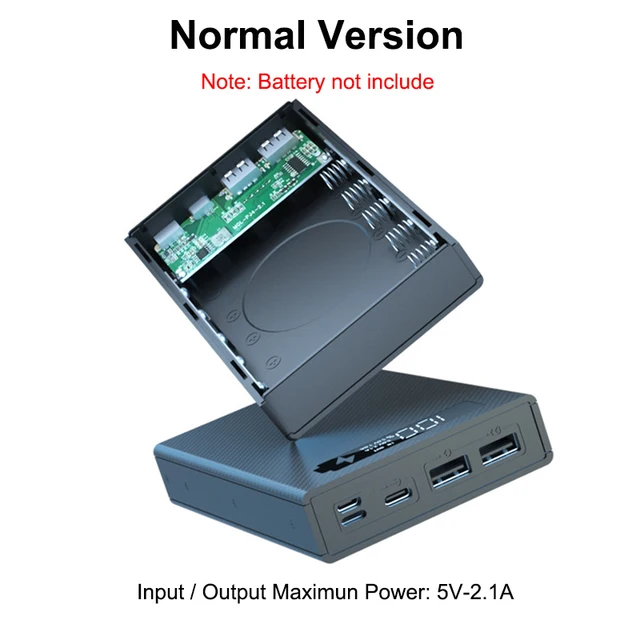 Welding Free 5*18650 Battery Storage Box PD QC3.0 USB 10W Fast Wireless Charging Power Bank Case 18650 Battery Holder Box Normal Black