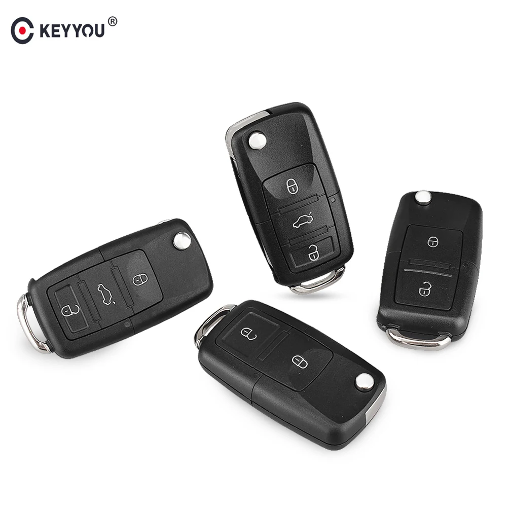 KEYYOU 10 шт. 2/3 кнопки складной Автомобильный Брелок дистанционного управления с ключом флип-ключ для Volkswagen Vw Jetta Golf Passat Beetle Skoda Seat Polo B5