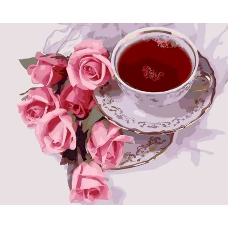 

GATYZTORY Frame DIY Painting By Numbers Rose Afternoon Tea HandPainted Oil Painting Acrylic Painting Unique Gift Home Decoration