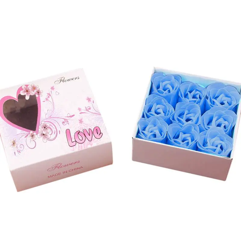 Искусственный ароматизированный букет лепестков розы, Подарочная коробка для ванны, мыло для тела, подарок для свадебной вечеринки, 9 шт - Цвет: L
