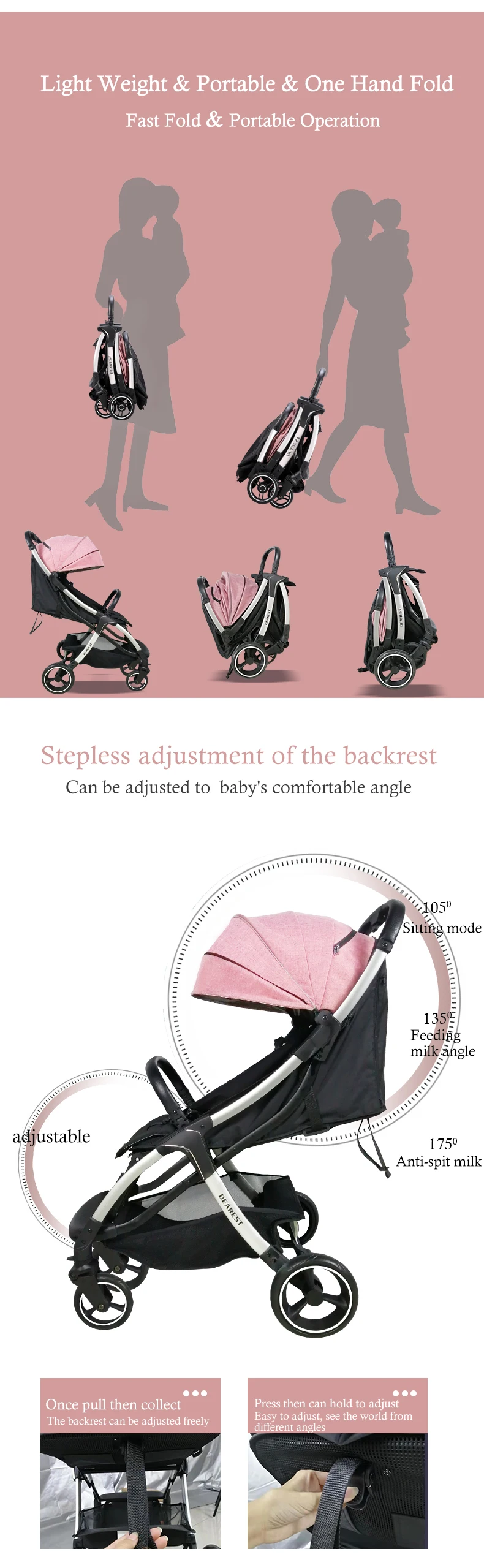 Детская коляска для новорожденных мальчиков и девочек, коляска для путешествий с самолетом, складная коляска с зонтиком для младенцев, подарок для малышей