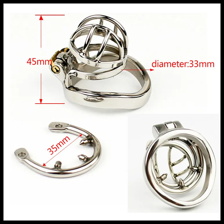 

Super Small Male Stainless Steel Cock Cage with Penis Barbed Ring Chastity Device Adult Belt with Stealth New Lock Sex Toys