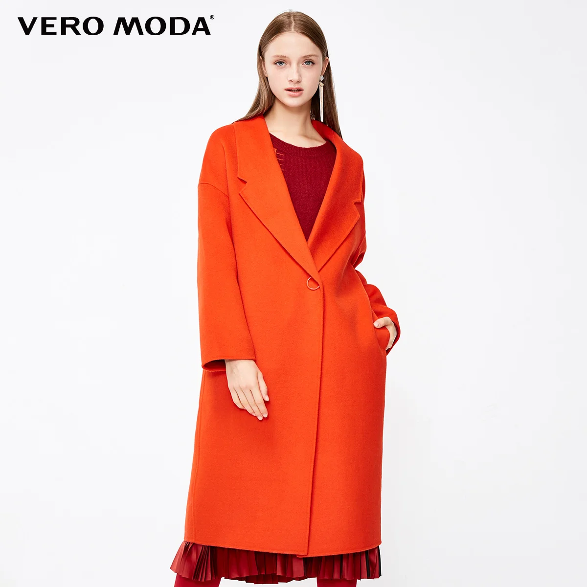 Outrageous orange Vero Moda Женское пальто из шерсти с открытыми плечами | 318427509 - Цвет: Outrageous orange