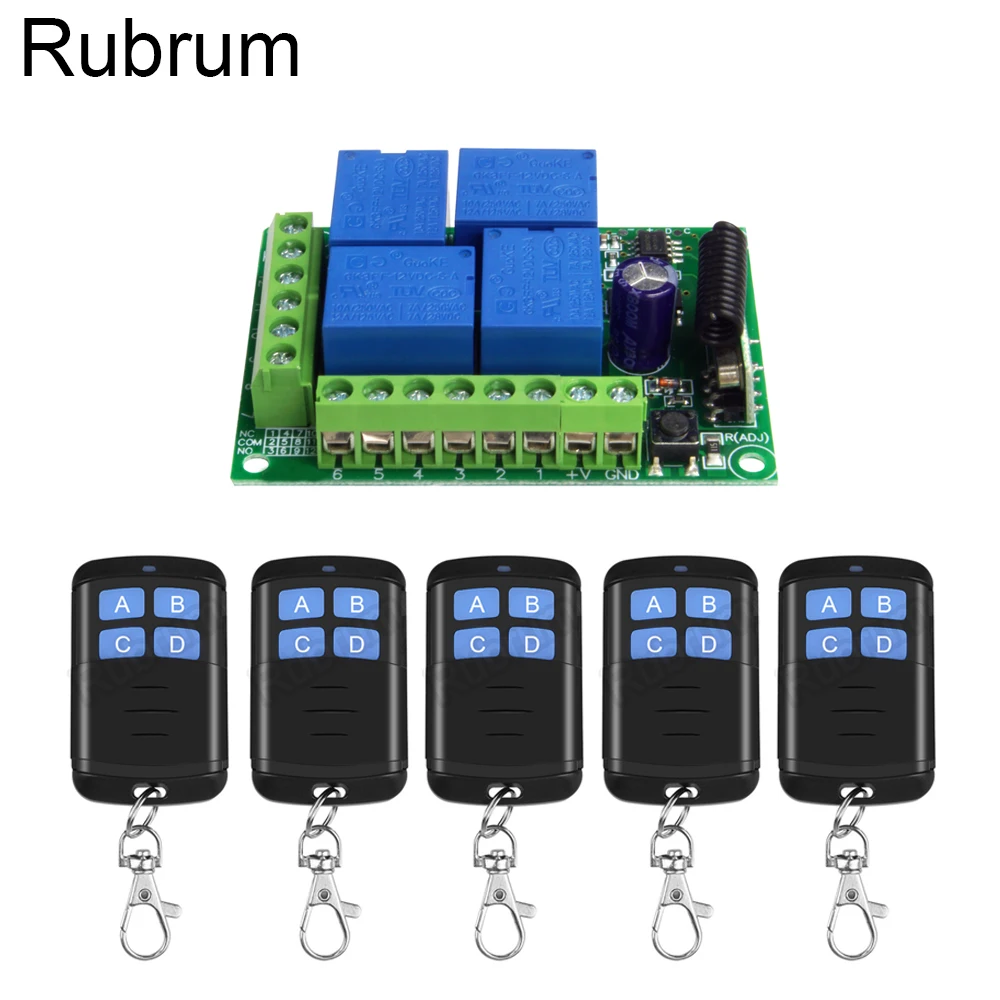 Rubrum 433 MHz universel sans fil DC 12V 4 Ch RF télécommande commutateur Module récepteur et 433 MHz émetteur apprentissage Code commutateur | AliExpress
