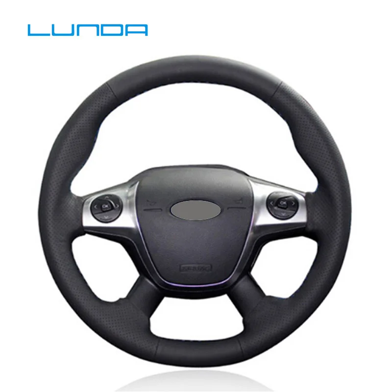 LUNDA Leather Hand stitched Car Steering Wheel Cover for Ford Focus 3