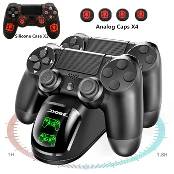 

10 in 1 PS4 Fast Charger Dock Station Gamepad Silicone Skin Grip Protector Thumstick Button Caps For PlaystationPS4 Controller
