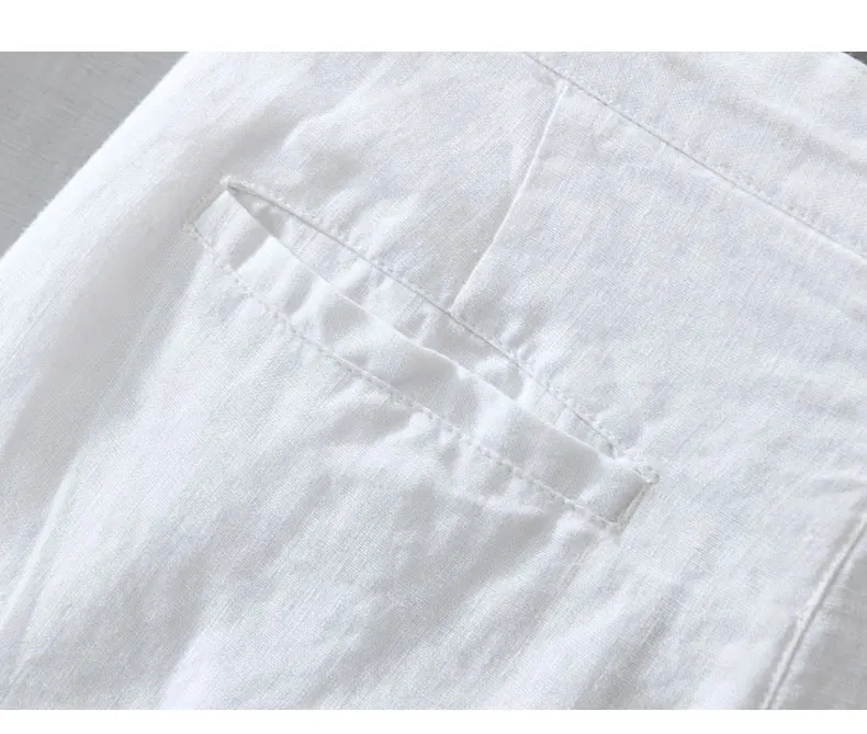 Pure Linen for Men 2024 Summer New Fashion Solid White Loose Holiday Shorts Man Casual Plus Size Button Fly Short Pants_voghion.com