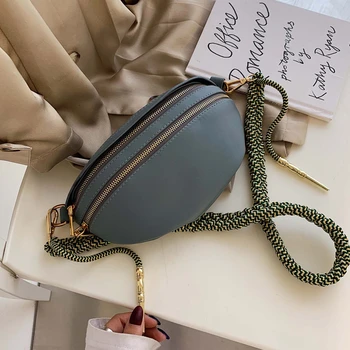 

Burminsa Summer Soft Chest Bags For Girls Braided Strap Design Small Women Sling Bags High Quality PU Ladies Crossbody Bags 2020