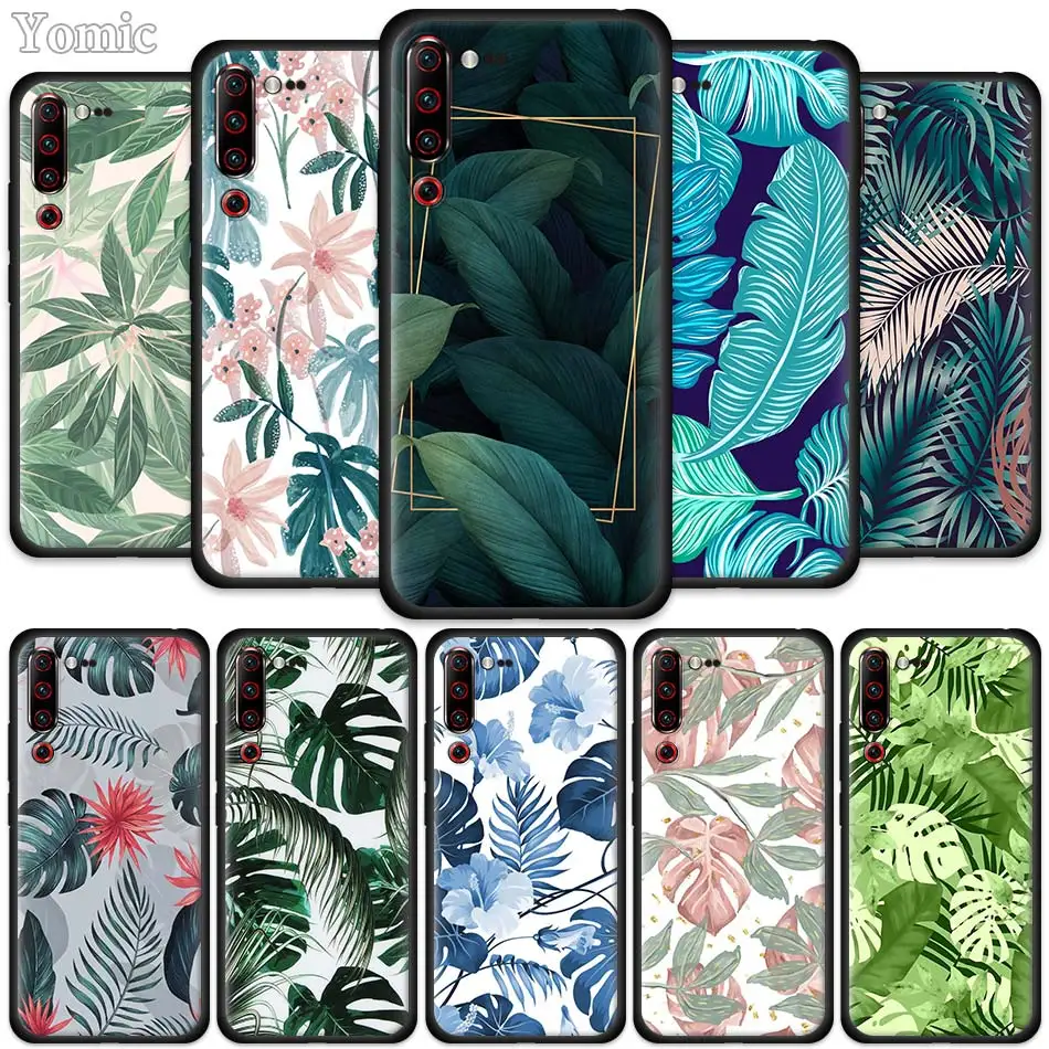 

Black Silicone Cases for Lenovo Z6 Pro 5G Lite Youth Mobile Phone Bags Cover Z6Pro Z6Lite Coque Shell Tropical Green Leaves Capa