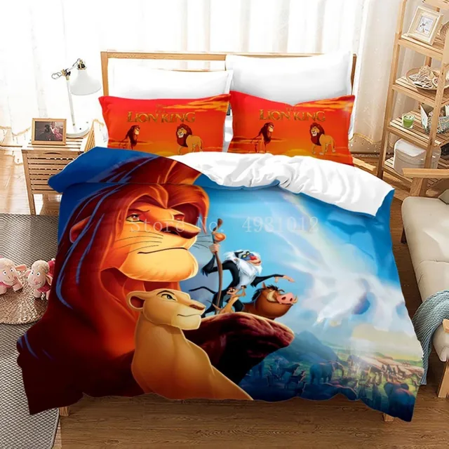 Agmdno Juego de ropa de cama 3D, diseño de El Rey León, funda de edredón y  funda de almohada, diseño de Lion Simba (A01, 200 x 200 cm + 75 x 50 cm x
