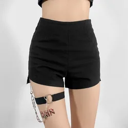2021 Spring and Summer New Women's Pure Color Personality Chain Slim High Waist Fashion Bag Hip Sexy Women Clothes Casual Shorts 2021 Spring and Summer New Women's Pure Color Personality Chain Slim High Waist Fashion Bag Hip Sexy Women Clothes Casual Shorts
